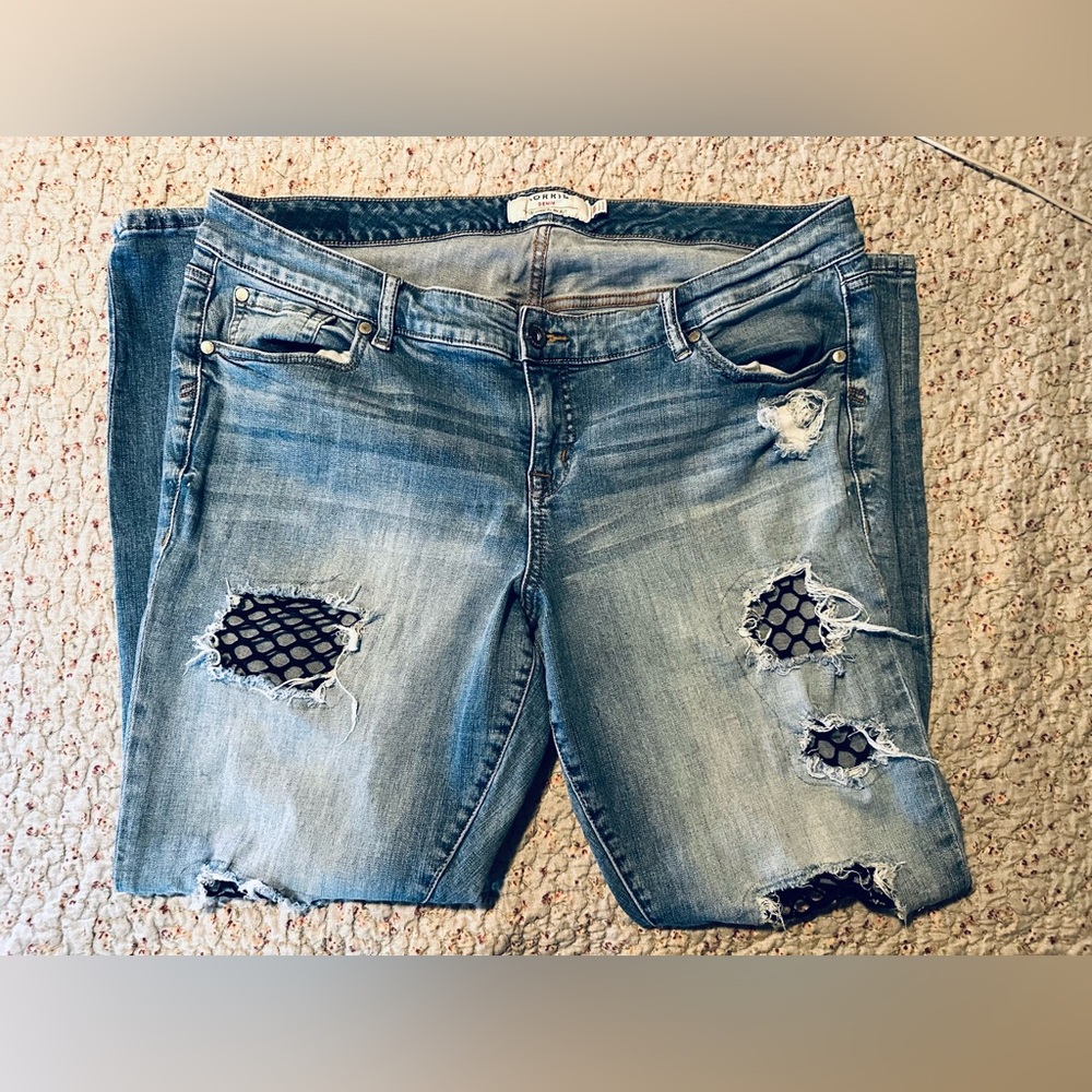 Torrid Jeans with Fishnet Patches